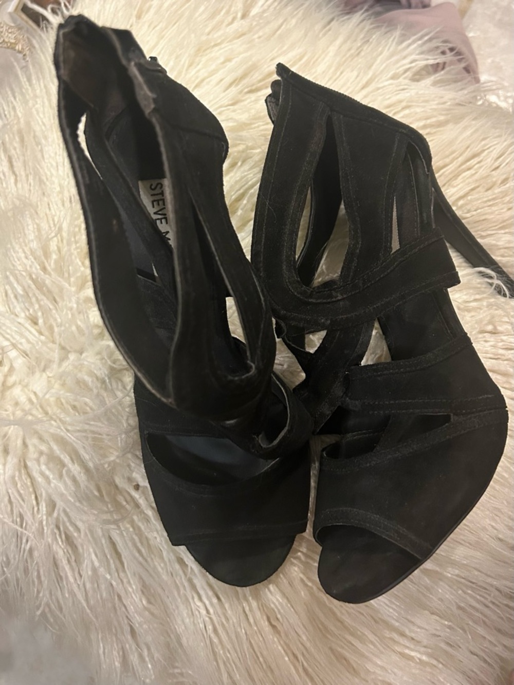 🔥🔥🔥 Steve Madden Stunning Black Heels Shoes Size 8.5 Excellent Condition